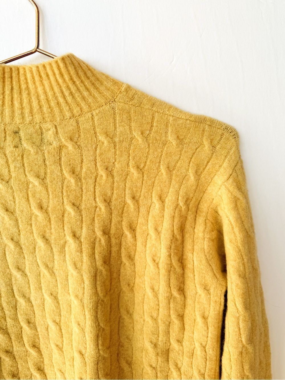 NWT J. Crew Factory Butter Yellow Extra Soft Cable Neck Mock Neck Sweater Small - Picture 8 of 8